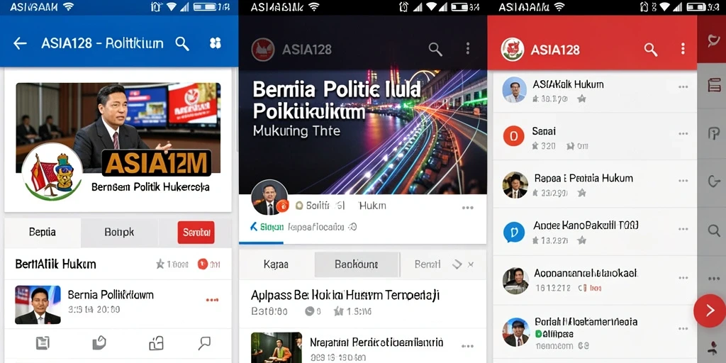 Tampilan antarmuka aplikasii ASIA128 dengan berita Politik Hukum.