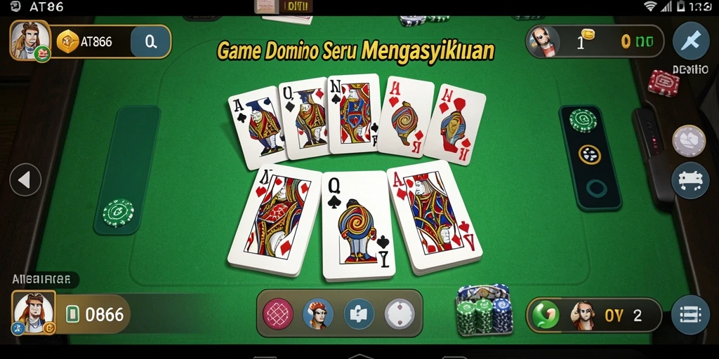 Antarmuka permainan domino AT866 yang menarik dan interaktif.
