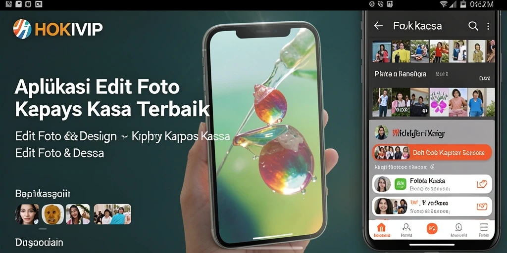 Antarmuka HOKIVIP dengan fitur edit foto kertas kaca yang menarik.