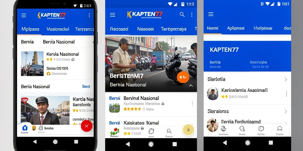 Tampilan antarmuka aplikasi KAPTEN77 yang modern dan informatif.