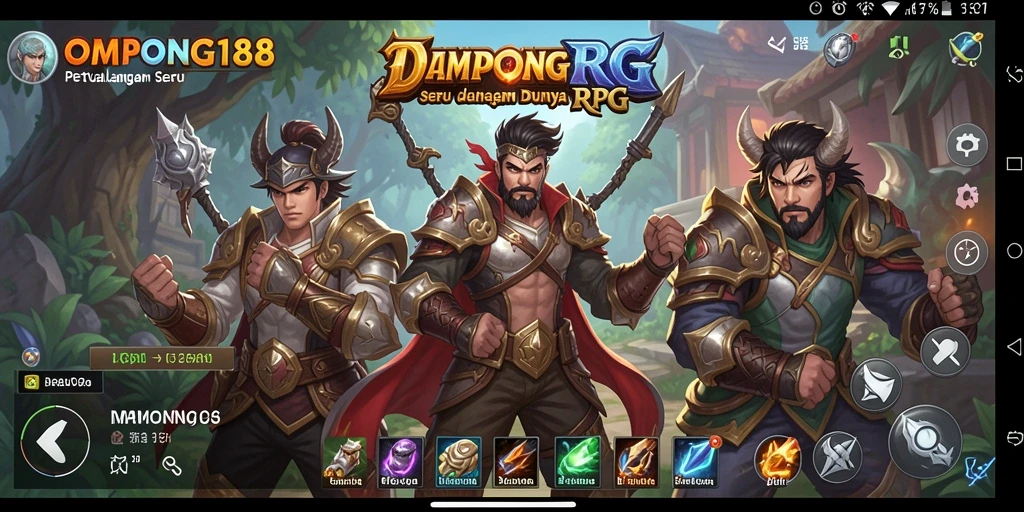 Screenshot antarmuka OMPONG188 dengan elemen RPG yang menawan.