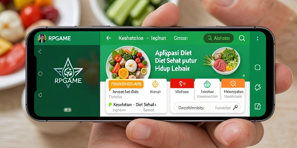Tampilan antarmuka RPGAME yang ramah pengguna untuk Diet Sehat.