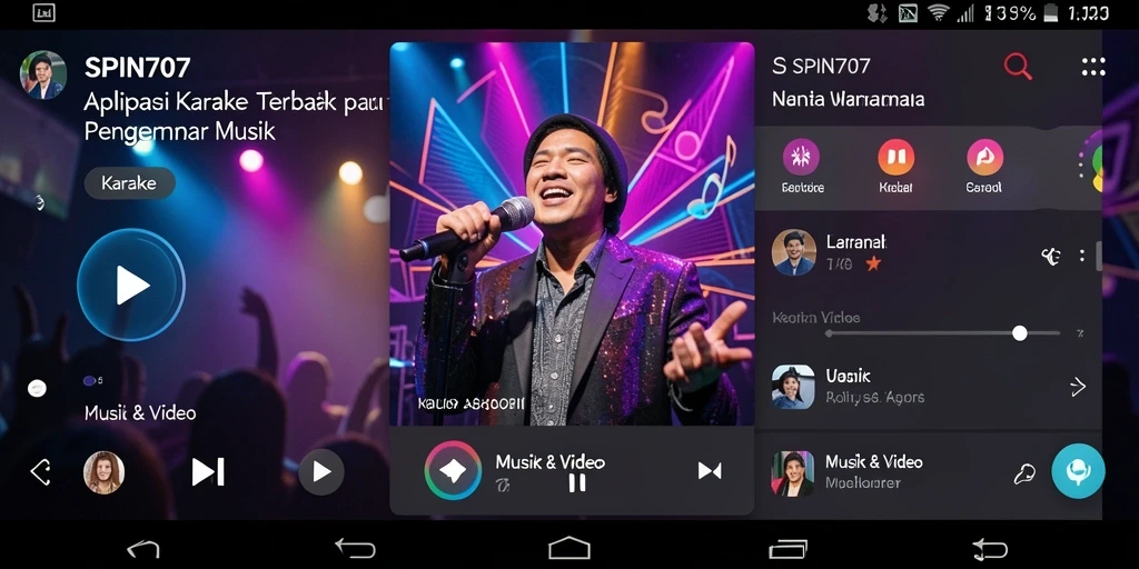 Tampilan antarmuka SPIN707 yang menarik dengan fungsi karaoke yang lengkap.