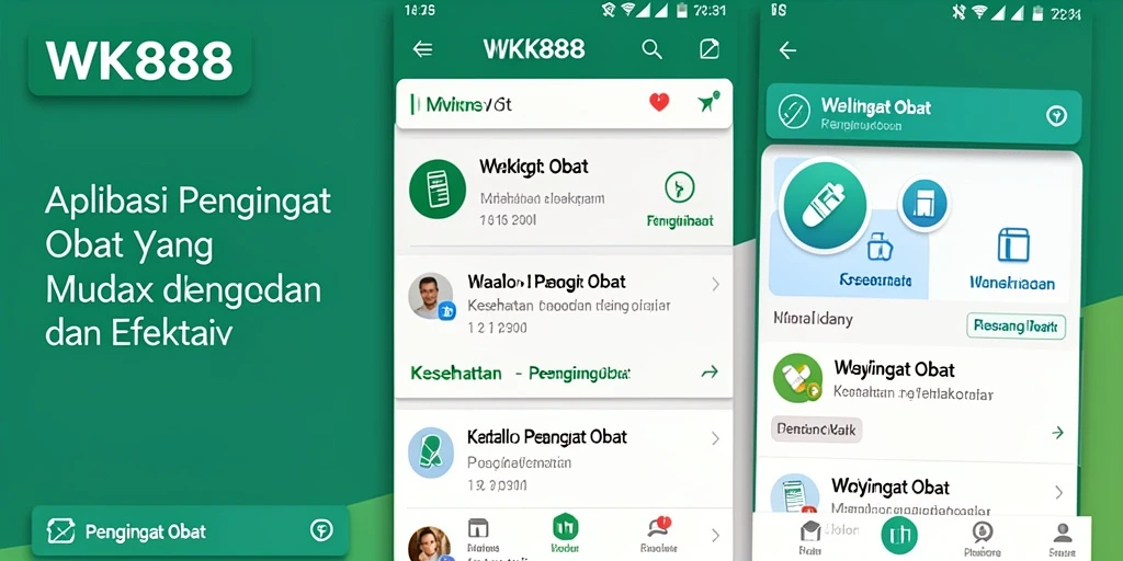 Tampilan antarmuka aplikasi Pengingat Obat WK888 yang sederhana dan efektif.