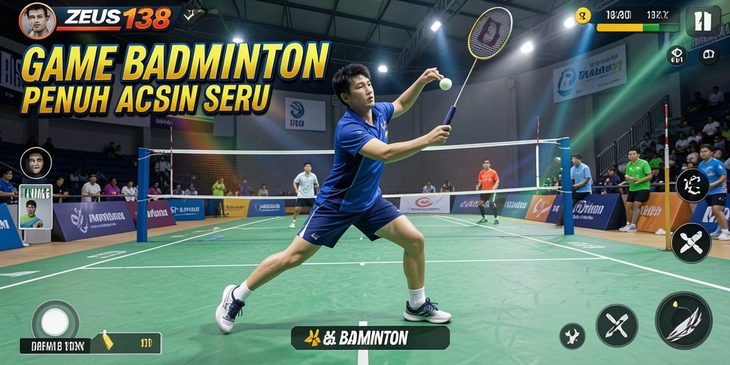 Tampilan layar permainan badminton ZEUS138 yang menarik dan interaktif.